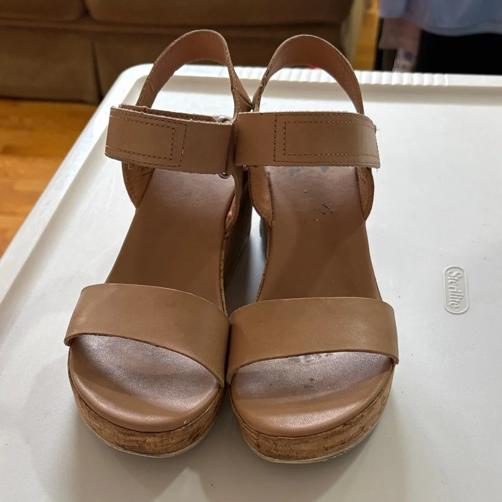 Sorel “Cameron” Taupe Cork Wedge Sandals, Sz 9.5